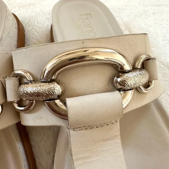 Franco Sarto Tan Sandals with Silver Chain Details Size 6.5 - Picture 3 of 8